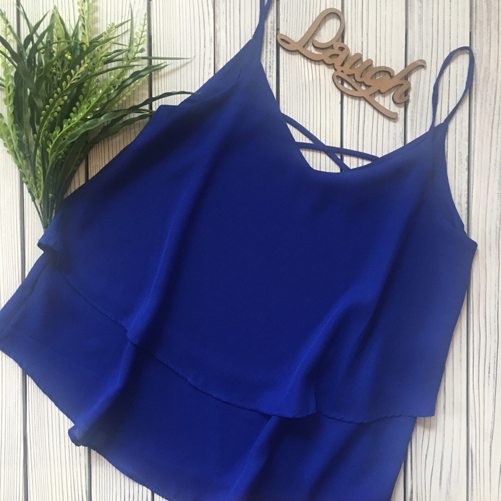 Annabella Women’s Spaghetti Strap Top Blue Small